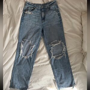 American Eagle Outfitters Medium Blue Ripped Straight Leg Jeans